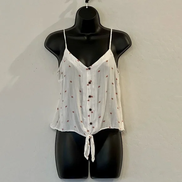 White Tie Front Tank Top - Picture 1 of 3